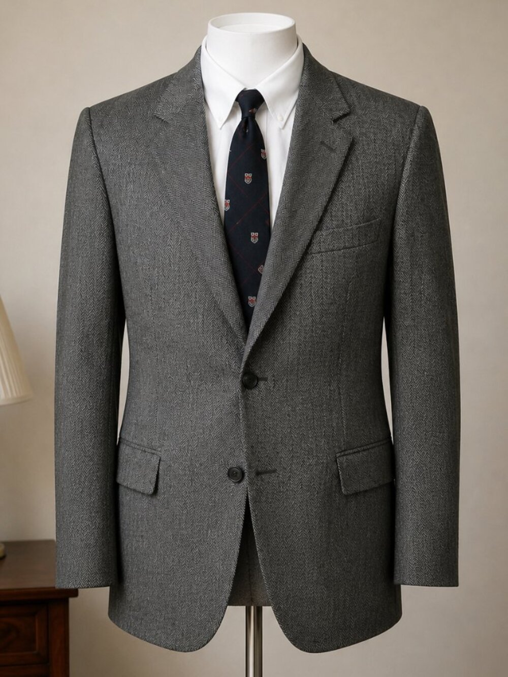 Joseph & Feiss 100% Lambswool Herringbone Blazer Sport Coat Gray 43R XL